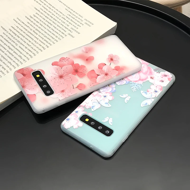 YHBB чехол S для samsung Note 8 9 чехол s рельефный чехол для телефона с цветами для samsung Galaxy S8 S9 S10 Plus Мягкий чехол с бабочкой из мультфильма