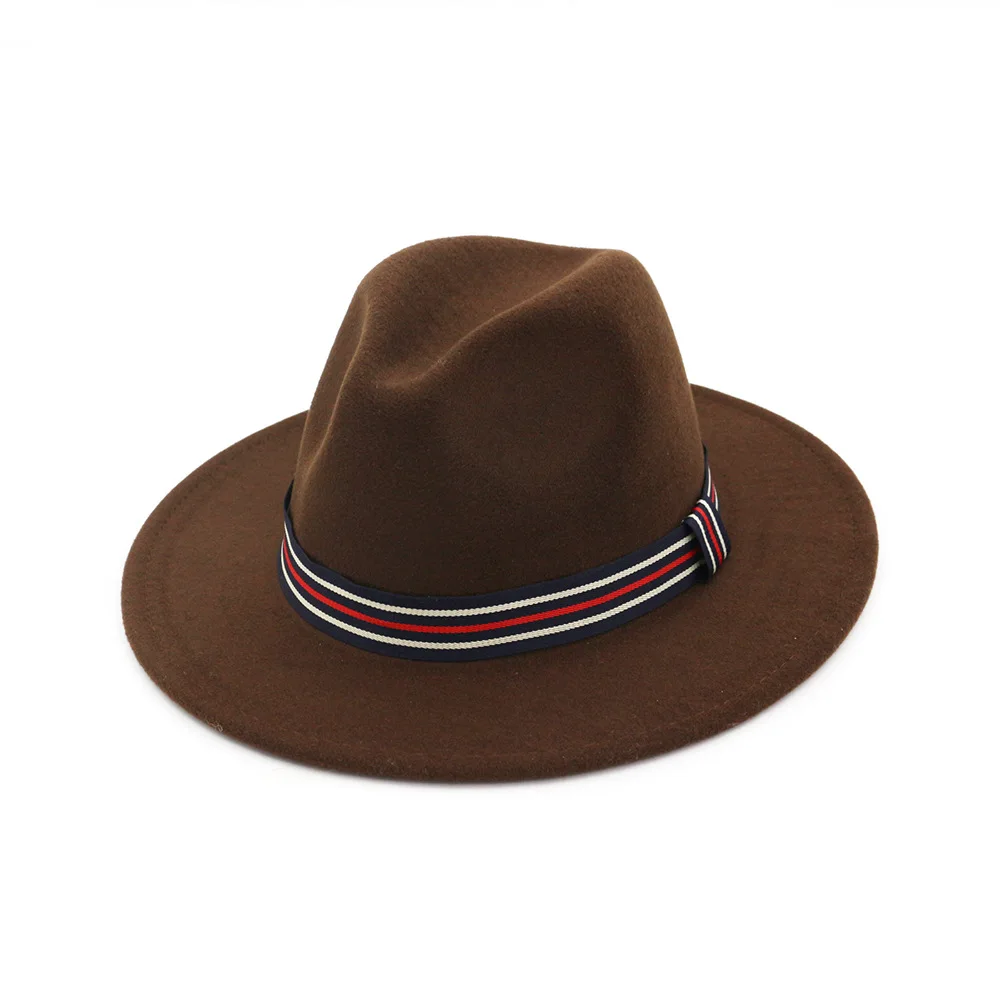 Шерстяная фетровая шляпа Панама Trilby Jazz Fedoras Шляпы с цветным поясом с плоскими полями для торжественных вечеринок топ шляпа для женщин мужчин унисекс