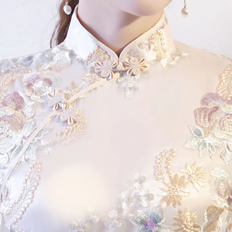 

New Summer Mini Cheongsam Vintage Chinese Short style Womens Qipao Elegant Slim Party Dress Vestido Size S M L XL XXL