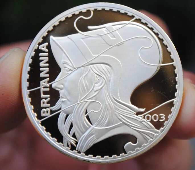 40MM Silver Plated BRITANIA 2003 Souvenir COIN MEDAL ENGLAND UK British | Дом и сад