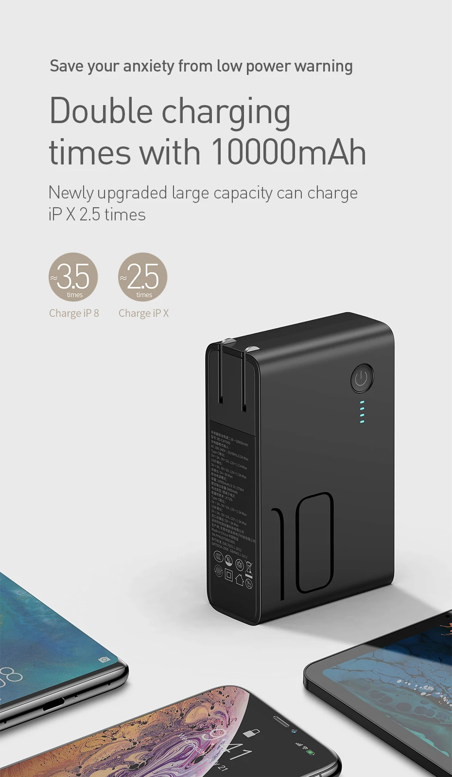 Baseus 10000 mah power Bank с usb-разъемом 3A type-C и usb-выходом power bank PD3.0+ QC3.0 быстрое зарядное устройство для iPhone samsung huawei