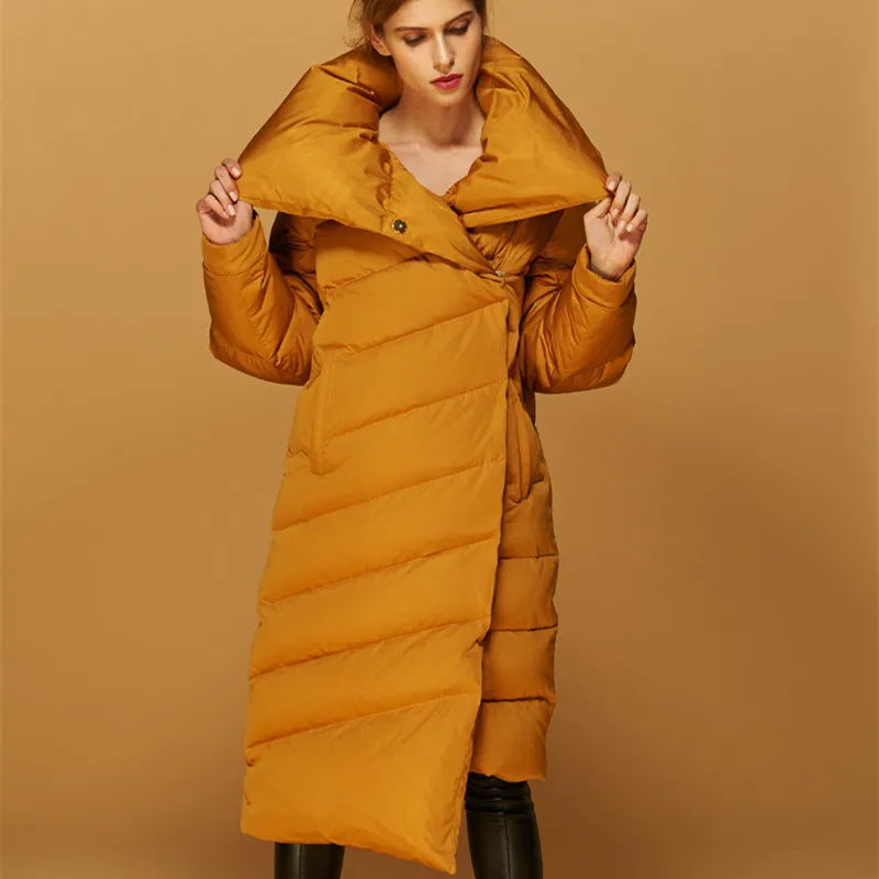 Женская парка в европейском стиле (Lord Fur) длинная на 80% утином пуху размеры 3XL 4XL 5XL