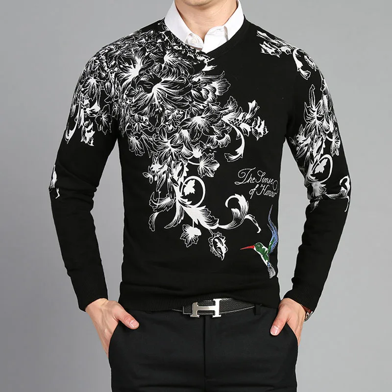 Новинка 2017 модный осенний свитер для мужчин облегающий Мужской пуловер с