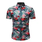 Гавайский стиль, короткий рукав, Мужская одежда, рубашки, социальные блузки, мужская летняя рубашка с цветочным рисунком, Мужская одежда, цветок, Новинка