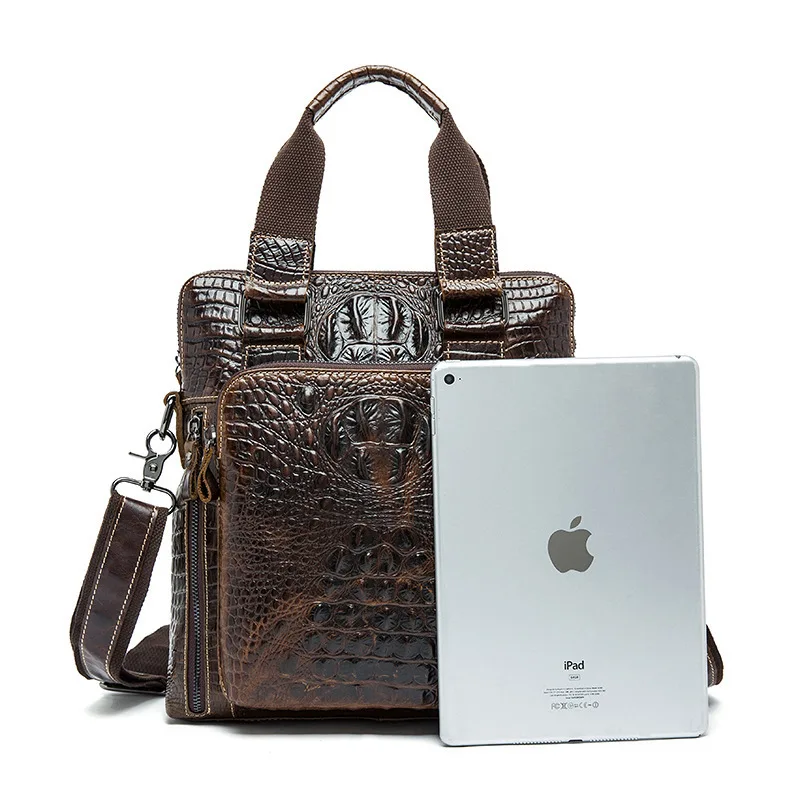 crocodile Genuine Leather Bag Men Bag Cowhide Men Crossbody Bags Men's Travel Shoulder Bags Tote ipad Briefcases Handbag