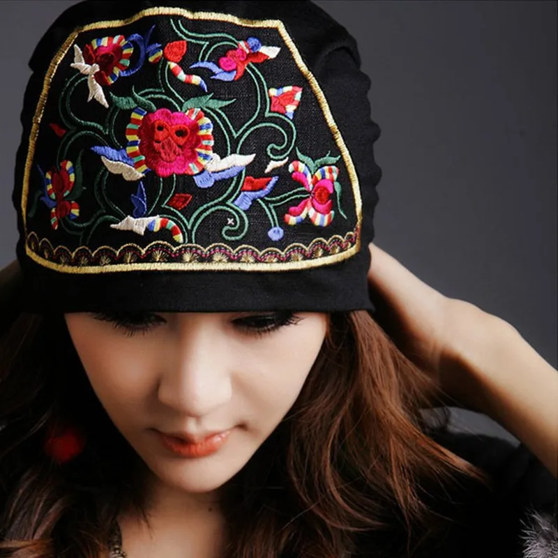 Fashion Spring Autumn Women Hat Bandanas Chinese Style Vintage Cap Embroidery Female Hats Clothing Beanie Casual Harajuku Caps | Аксессуары