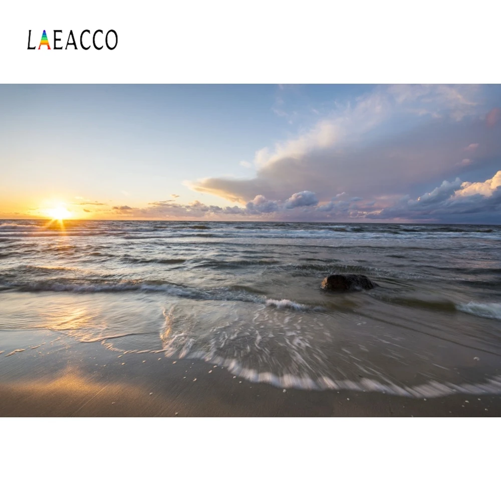 Laeacco голубое небо Белое Облако море Солнечный свет пляжный летний фон для