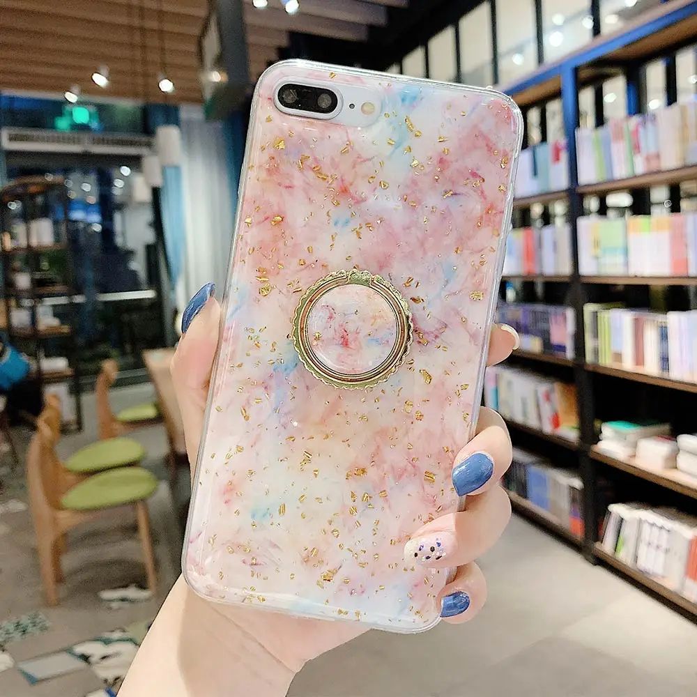 KISSCASE роскошный модный чехол для iPhone 8 7 6 X XS XR с золотой фольгой цветной кольцевой