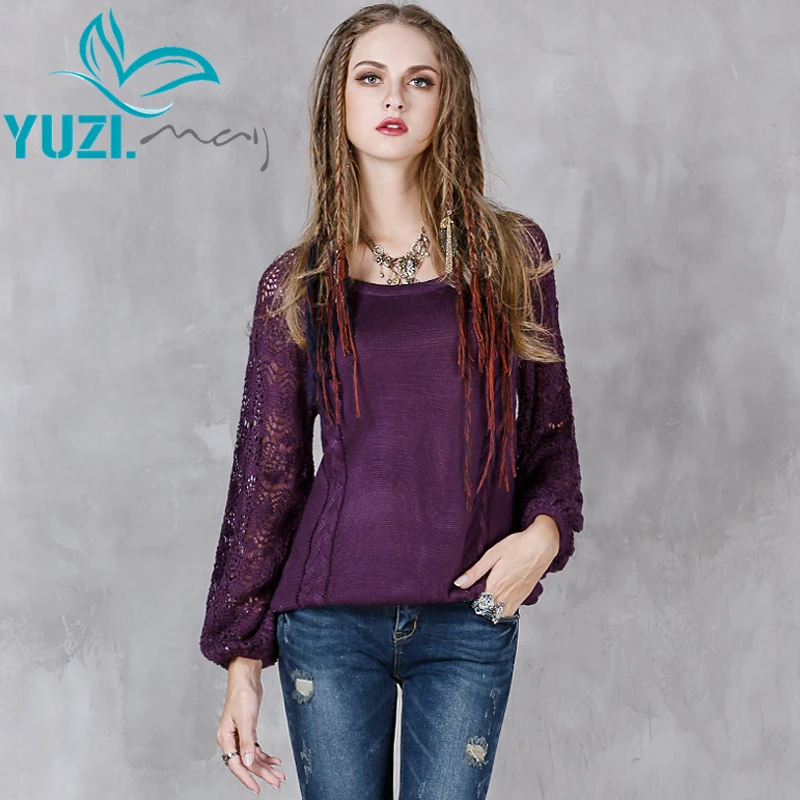 Женский свитер 2017 Yuzi.may Boho новый хлопковый шерстяной пуловер с круглым вырезом и