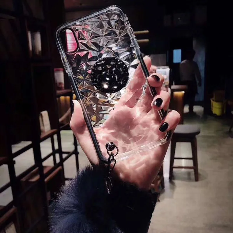 Для Samsung Note10 Pro S8 S9 S10Plus DIY меховой шарик для волос + Кристальный кронштейн ремешок