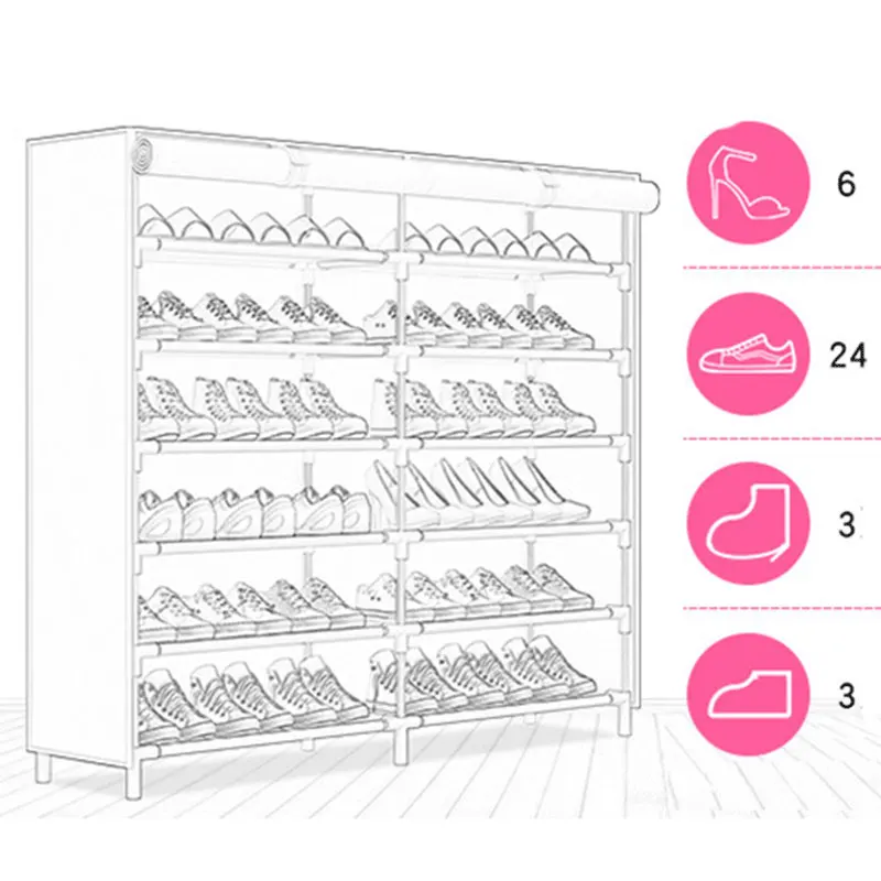 Пылезащитный шкаф для обуви с мультипликационным рисунком двухрядный