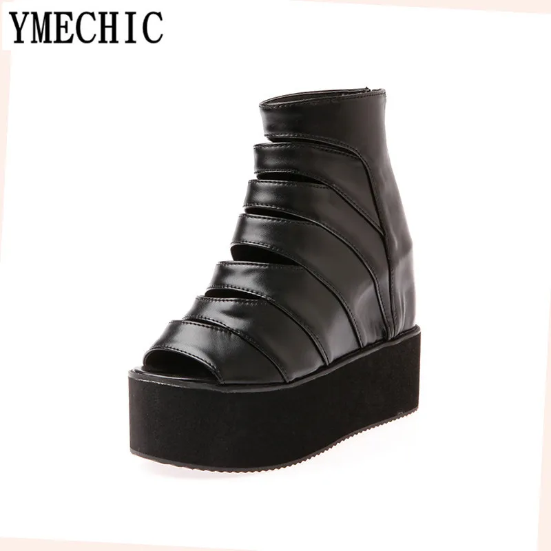 Женские босоножки гладиаторы YMECHIC белые желтые черные на платформе женские