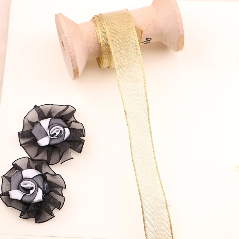 5 ярдов 2 1 см Золотая лента Подарочное украшение DIY подарочная упаковка для торта