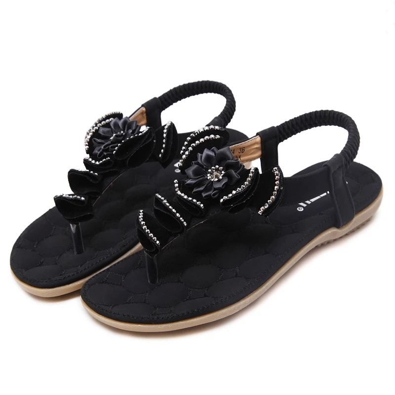 SIKETU Flats Tong Sandals Sweet Flowers Shoes Woman Flat Sandalias Fashion Ladies Ankle Strap Footwear Size 116-2 | Обувь
