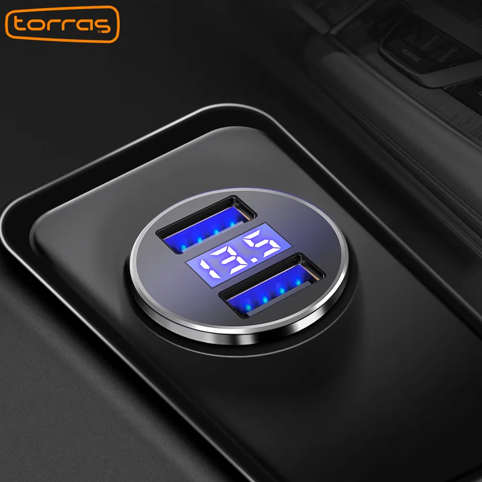 TORRAS Dual USB Автомобильное переходник для зарядного устройства Дисплей светодио