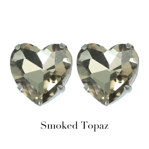 smoked topaz Красочный в форме сердца пришить на коготь стразы Flatback Стекло Кристалл шитье на Стразы для украшения для одежды Y1176 - Цвет: smoked topaz
