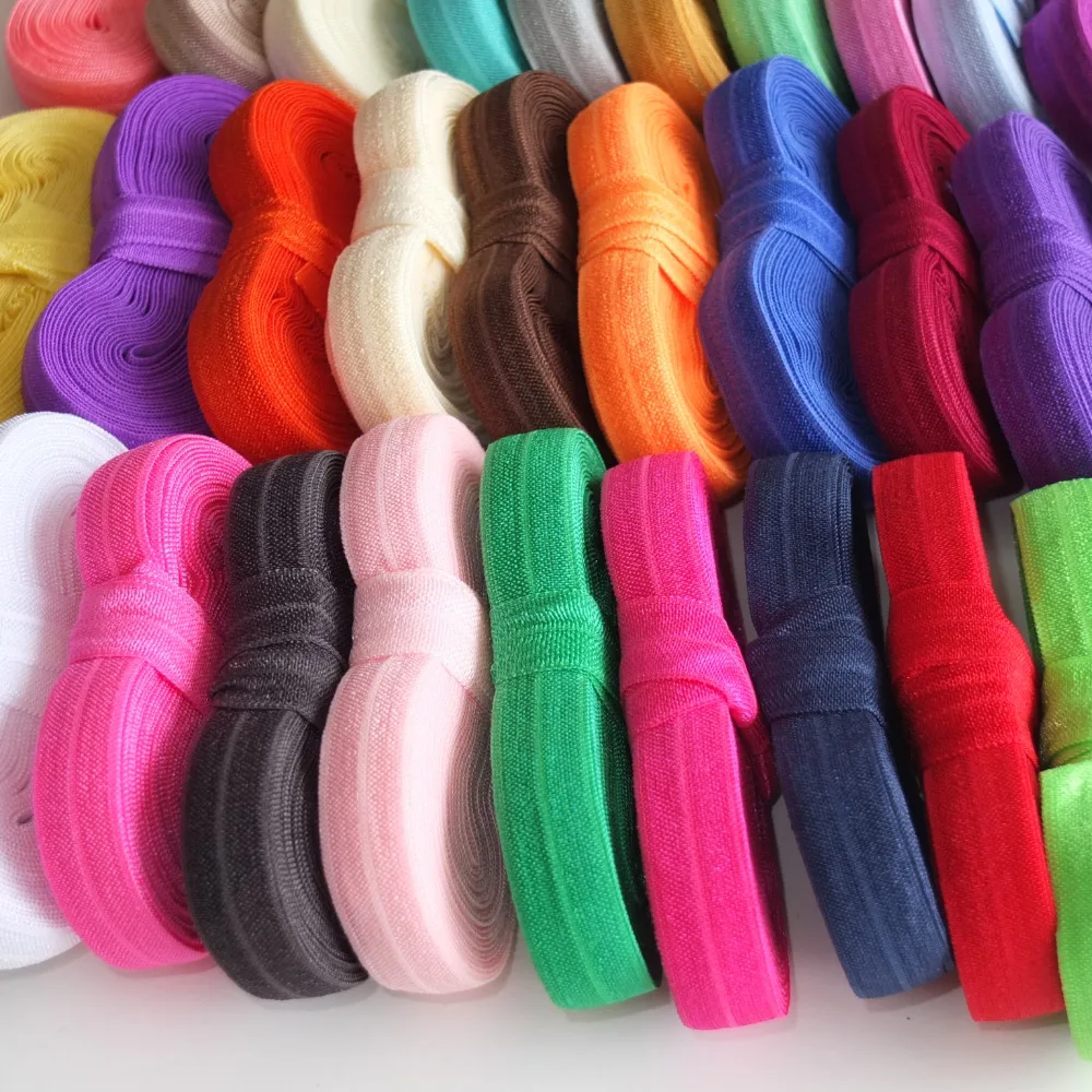 5 Yards Per Bundle Elastic bands 5/8'' Fold Over Elastic Ribbon FOE Sewing Elastic Accessories Hair bow Elastic Supply