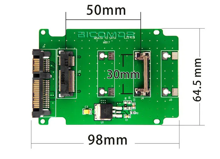 Полный профиль высоты кронштейн mSATA SATA адаптер конвертер карта для ноутбука SSD