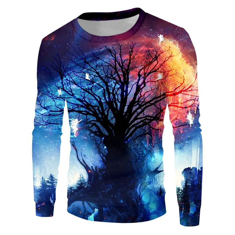 Мужская футболка с длинным рукавом UJWI разноцветная Повседневная Толстовка