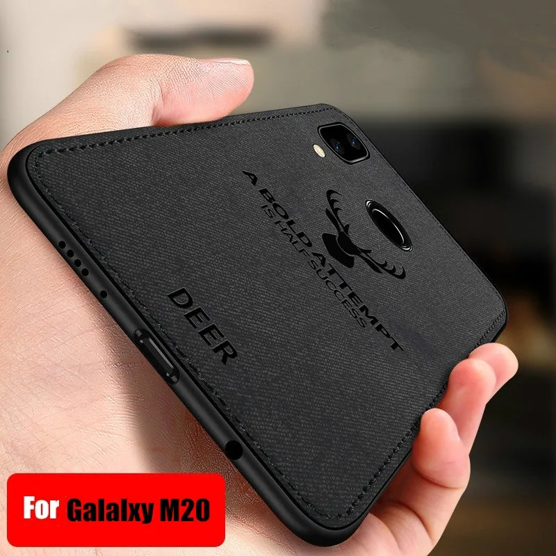 Classic Fabric Case For Samsung Galaxy M20 M10 Phone Animal Patterned TPU Silicone Frame Back Cover for funda |
