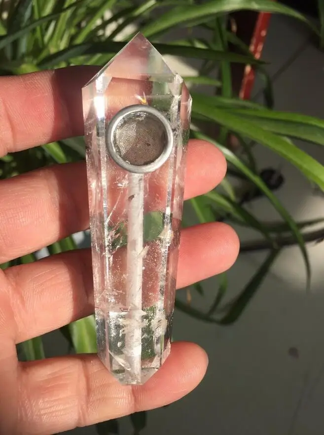 Прозрачный Рок Кварцевый Кристалл отверстие драгоценный камень палочка