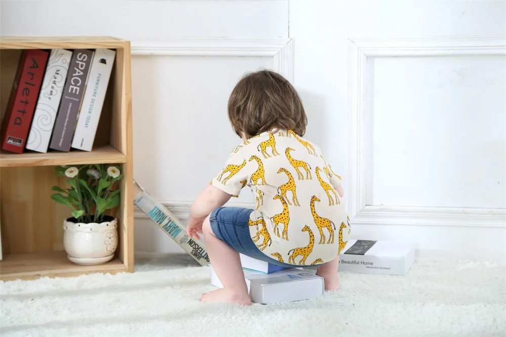 Топы с короткими рукавами для мальчиков и девочек модная летняя детская