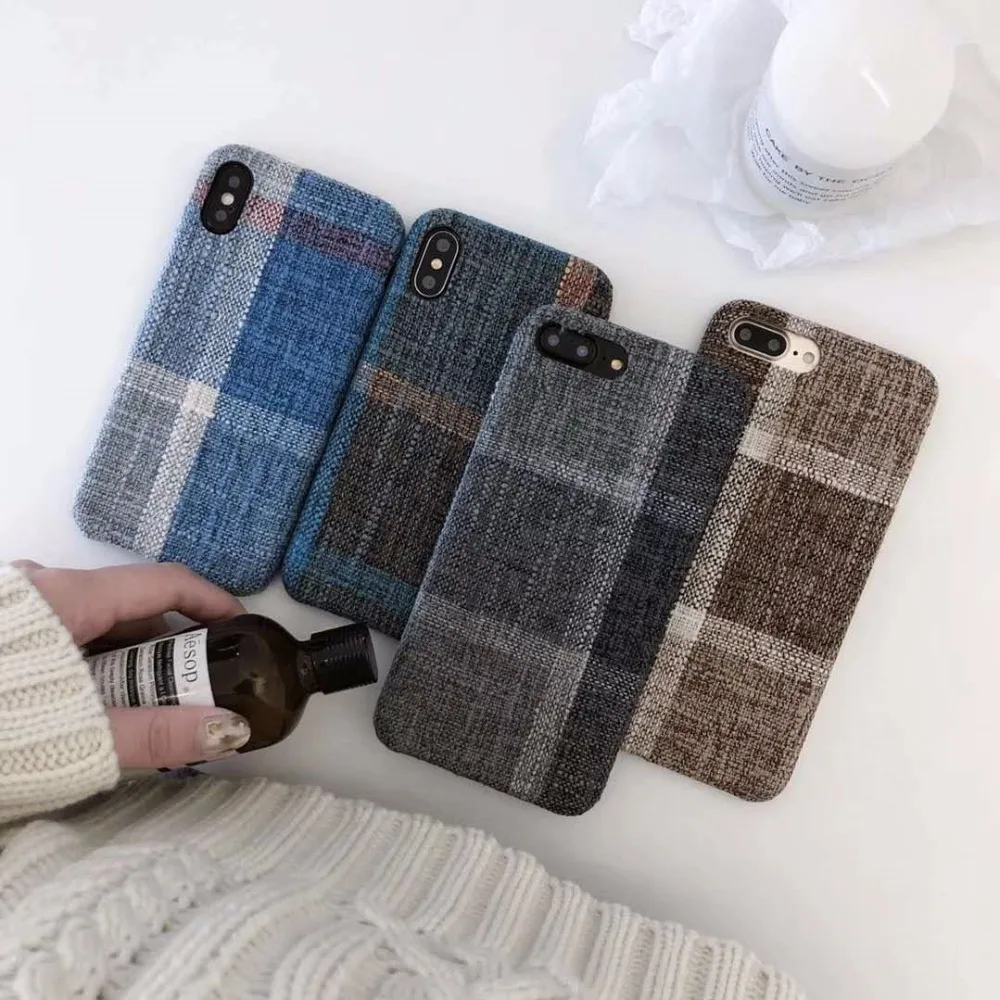 Boucho Ретро льняной чехол для телефона iPhone 6 6S 7 Plus Жесткий ПК Матовый полная Защита