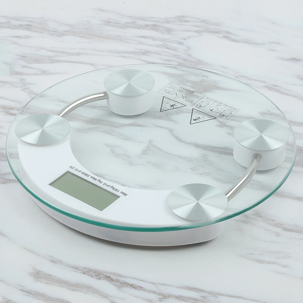 Electronic Weighing Scale Round Digital LCD Tempered Glass Scale for Home Lb/Kg 26CM Household Healthy Care Hot Toiletry Kits