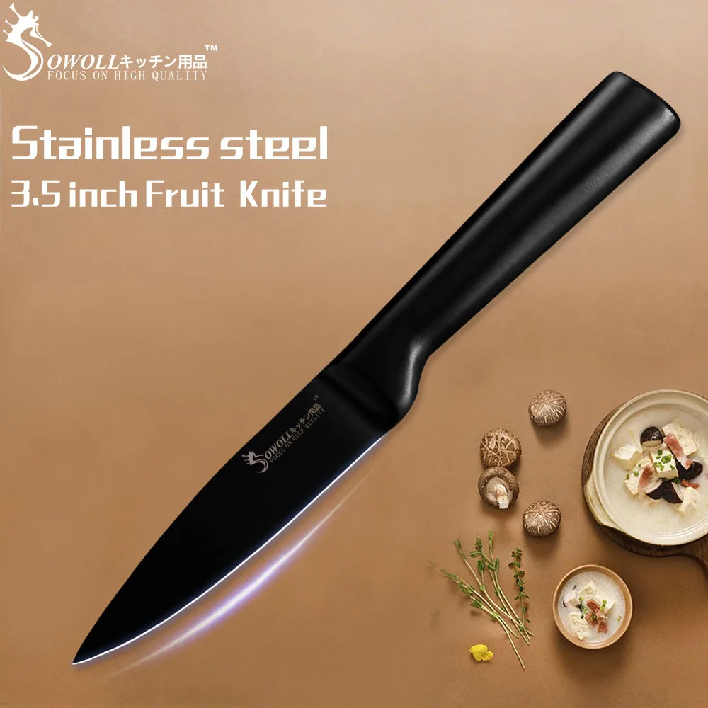 3.5 Paring Knife SOWOLL 6 шт. Набор ножей, столовые приборы 3cr13 кухонные ножи из нержавеющей стали для очистки овощей утилита Santoku для нарезки хлеба нож шеф-повара инструмент для приготовления пищи - Цвет: 3.5 Paring Knife