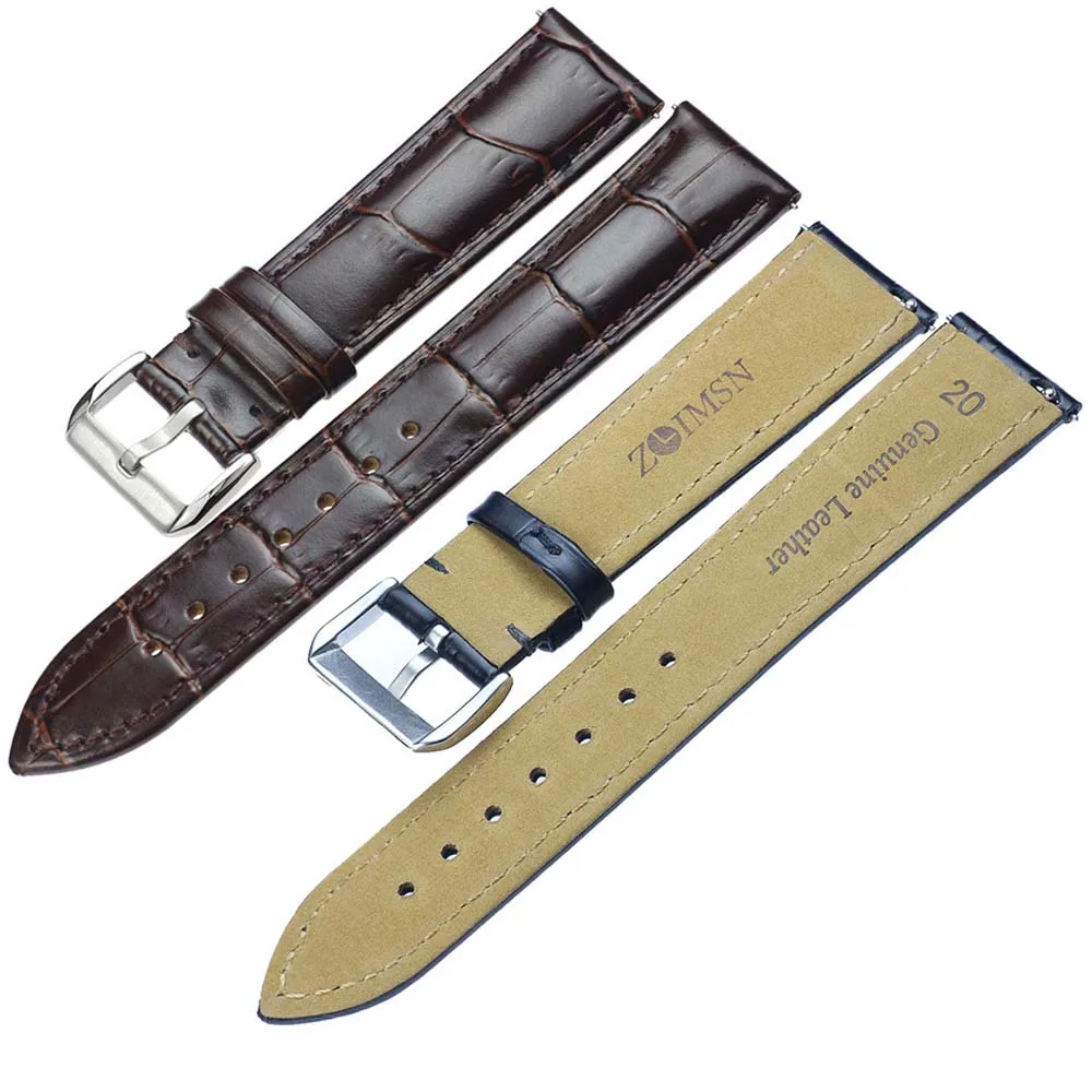 Ремешок ZLIMSN из натуральной кожи для наручных часов черный браслет мужчин и