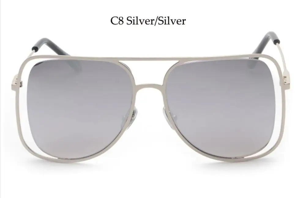C8 silver silver Женские квадратные солнцезащитные очки poppy, пилот, дизайнерские, брендовые, Роскошные, винтажные, солнцезащитные очки, женские очки, с вырезами, тонированные, коричневые солнцезащитные очки - Цвет линз: C8 silver silver