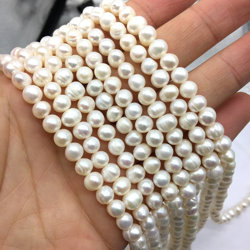 

A Grade Natural Fresh Water Pearl Beads Round Smooth Shape 6 mm Beige Color DIY Jewelry Making Supplies