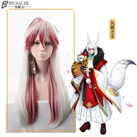 onmyoji nu x boku ss white red ombre long synthetic wig cosplay anime hair wigs wig cap