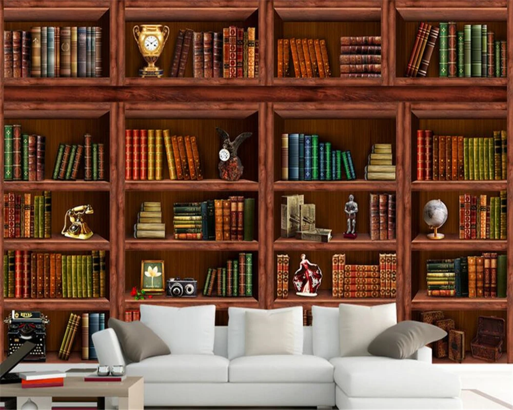 3D фотообои Beibehang натуральный книжный шкаф Фреска для спальни гостиной дивана