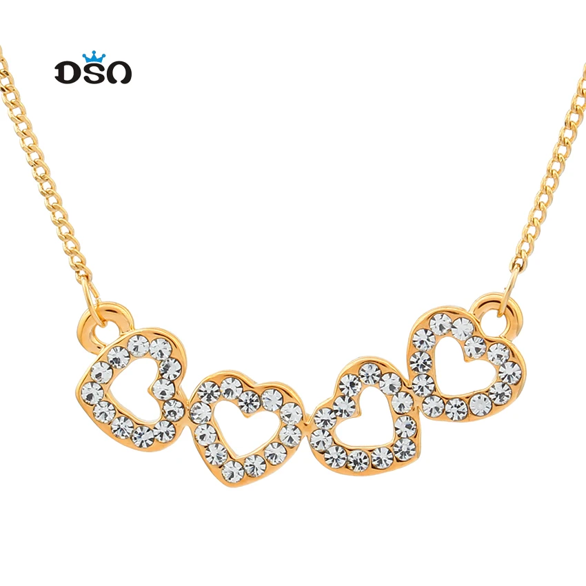 Очаровательные женские ожерелья с сердечками и кулоны золотистого цвета со