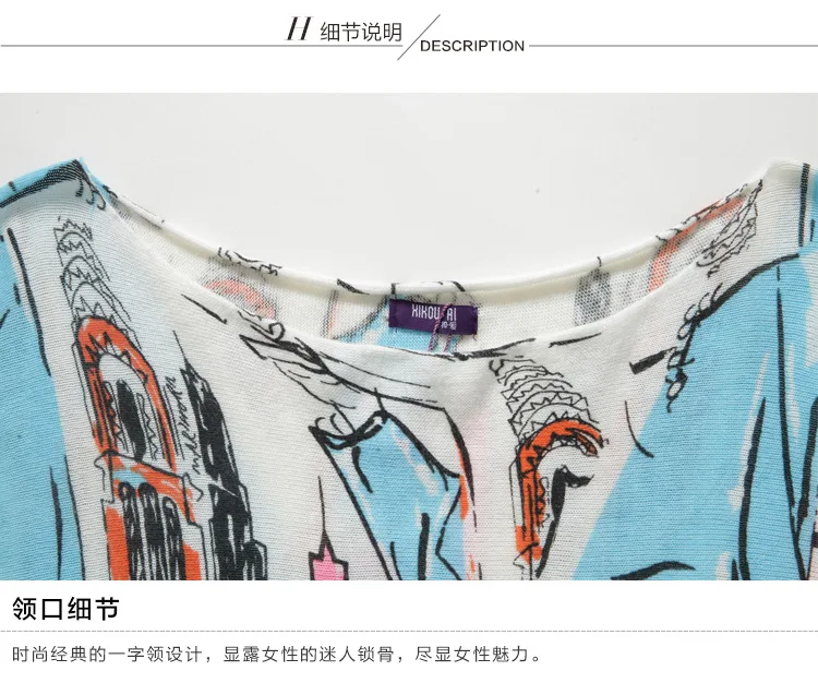 

2018 High Quality Autumn Winter Slash Neck Women Printing Pullover Long Style Sweaters Dress Plus Size Loose Thin Sweaters