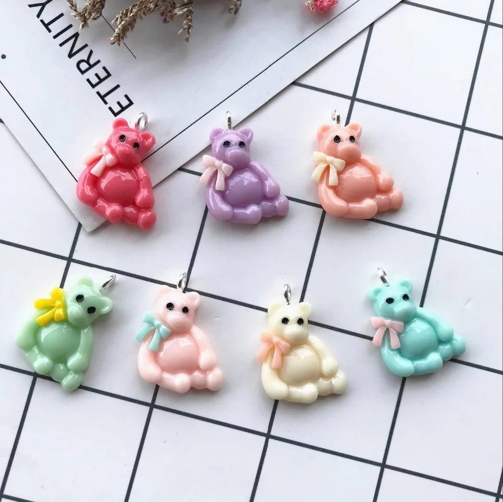 10 шт. кавайные подвески из смолы с маленьким медведем для украшения сделай сам