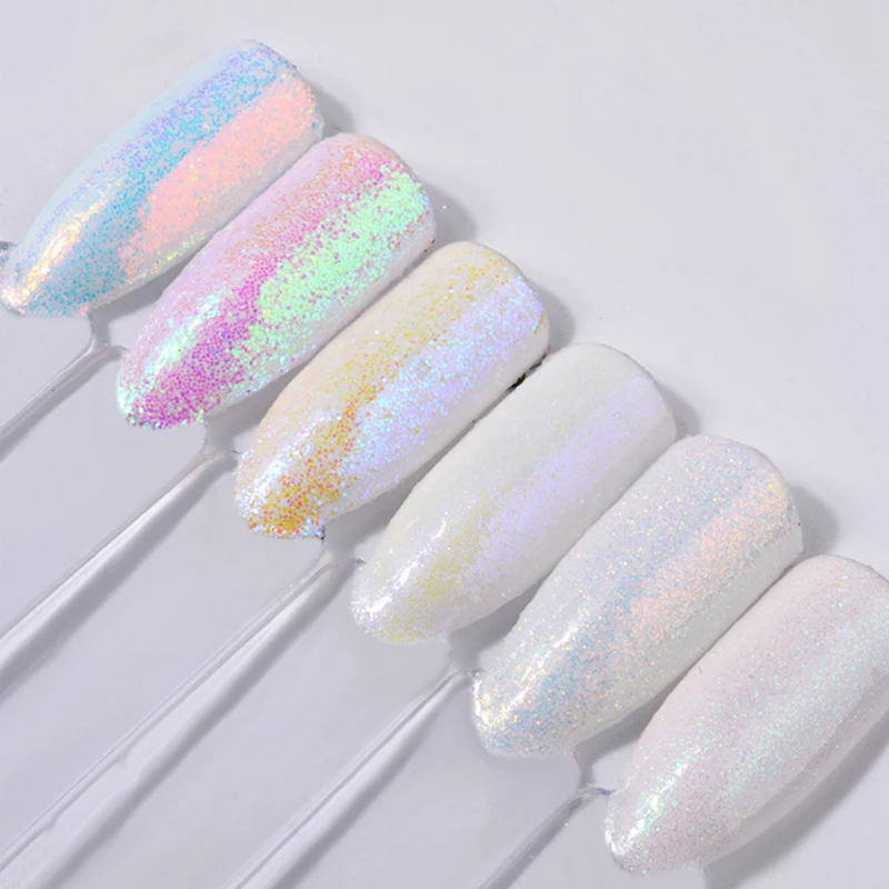 6 шт./компл. белые блестки для дизайна ногтей блестящий порошок голографическая