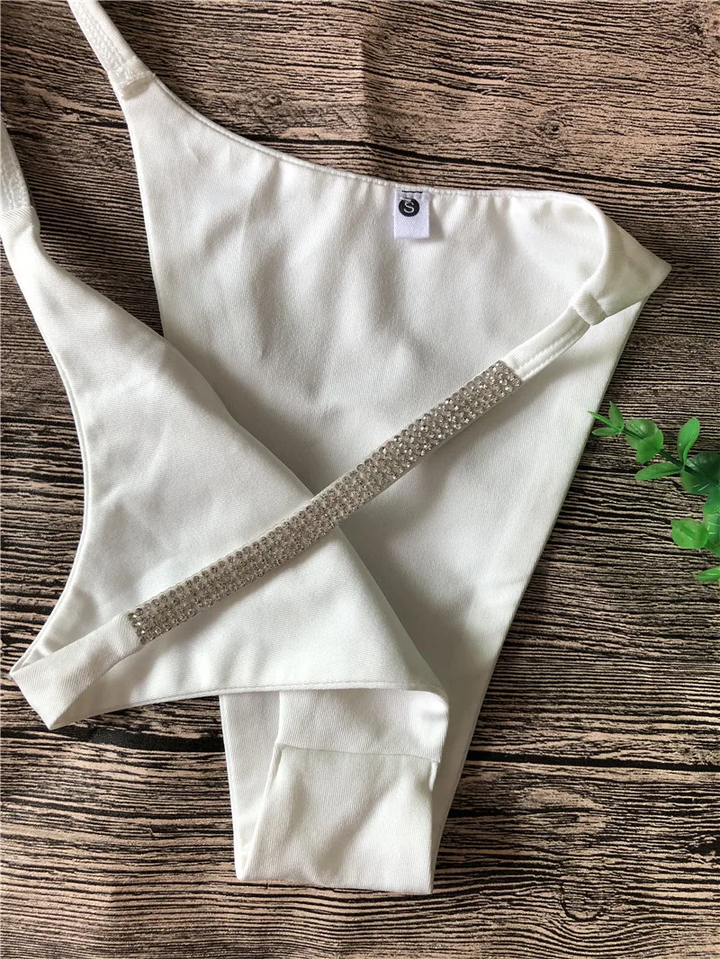 Halter Rhinestone Bikinis Sexy Swimwear Women Swimsuit Cut Out Double Layers Brazilian Bikini Set Beach Female Bathing Suit
