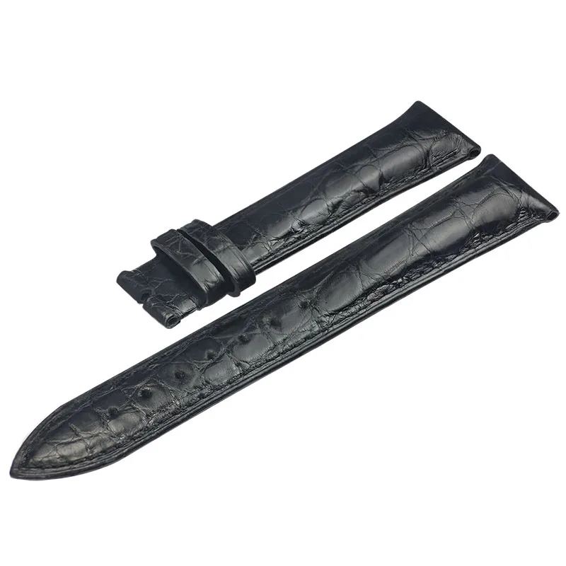 Black ZLIMSN двойной ремешок из крокодиловой кожи быстрая установка коричневый черный для мужчин и женщин Роскошные часы из крокодиловой кожи ремешок размер 18 мм 20 мм 22 мм - Цвет ремешка: Black