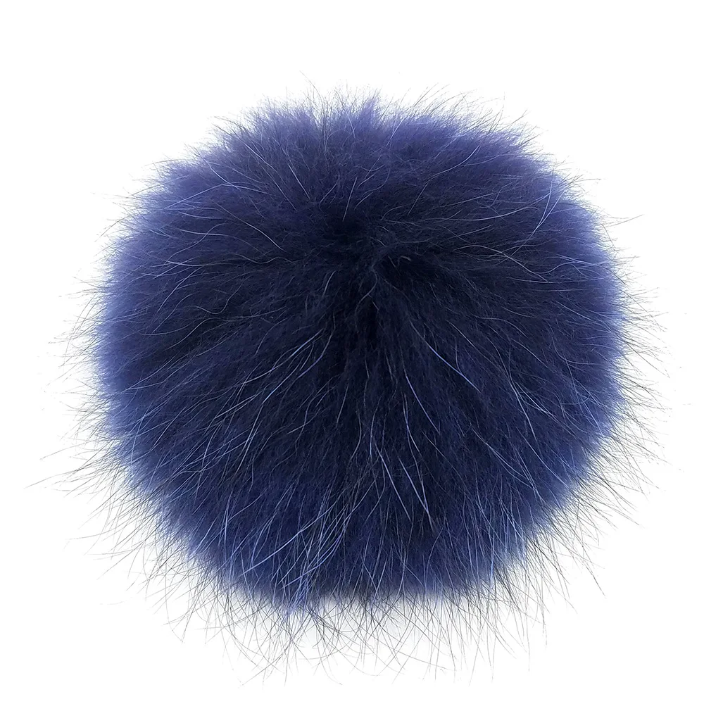 dark blue 10 шт./партия 13-15 см настоящий помпон из меха енота меховые шарики кисточки для женщин зимние вязаные шапочки брелок шапки - Цвет: dark blue