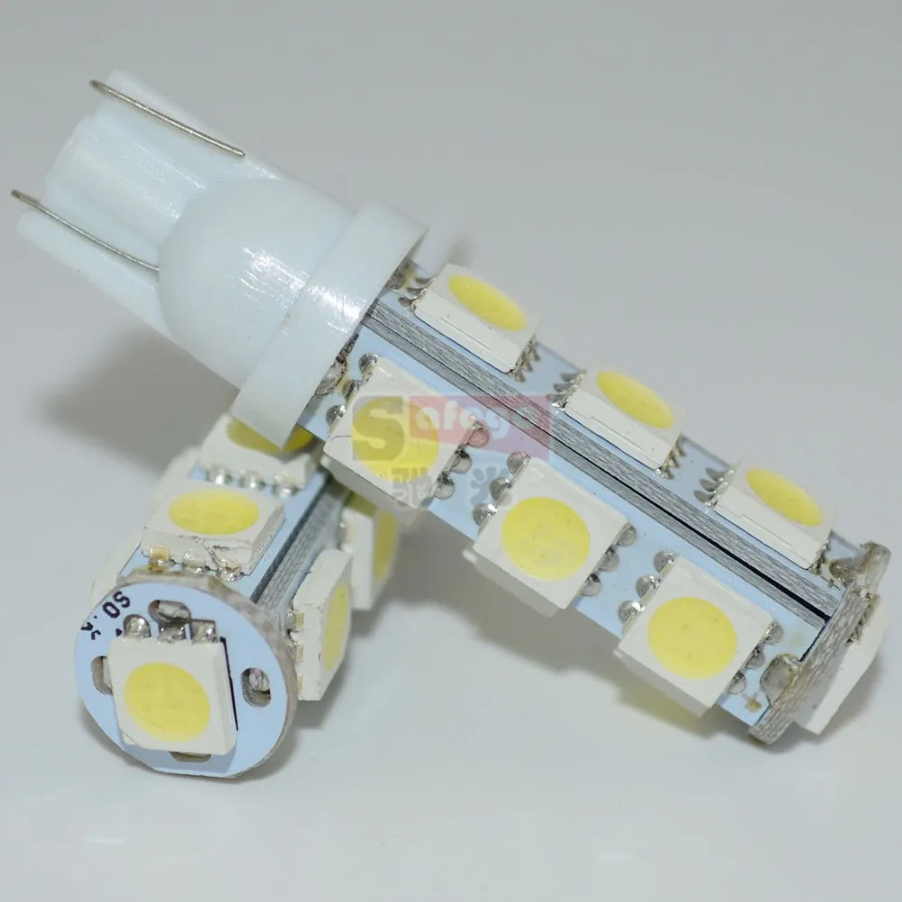 50 шт./лот Автомобильные светодиодные W5W 194 T10 13smd 5050 свет 13SMD автоматического включения света резервный свет t10 w5w светодиодные лампы