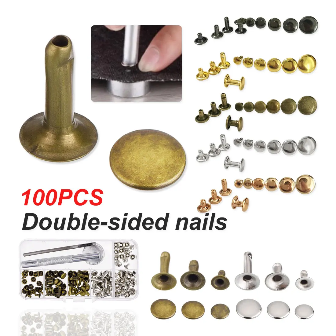 100 шт./компл. двойные колпачки с заклепками для куртки ремни джинсовые сумки