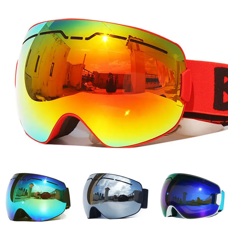 Новые UV400 противотуманные двухслойные мужские лыжные очки большие линзы Лыжная маска очки снежные очки для сноуборда зеркальные очки с покрытием