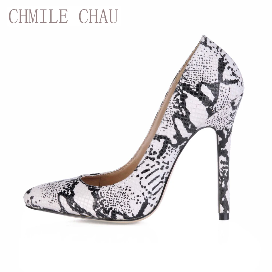 CHMILE чау из змеиной кожи Пикантные туфли на выход женские лодочки с открытым