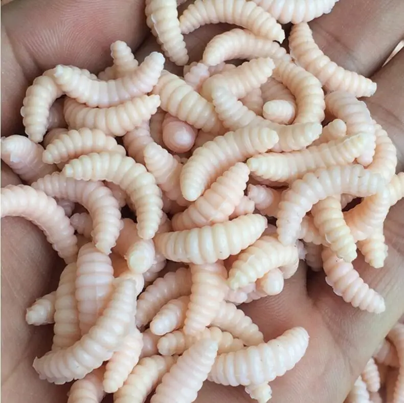 Anzhenji 50 шт 2 см 0,3 г Мягкая приманка-личинка для рыбалки Grub мягкие приманки запах червей Светящиеся креветки Peche