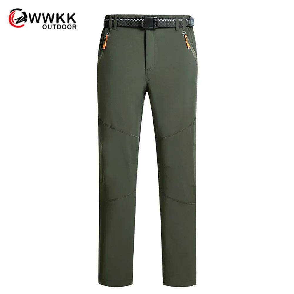 

WWKK Winter Men Women Fleece Softshell Camping Hiking Pants Outdoor Sports Waterproof Windproof Thermal Male Long Cargo Trousers