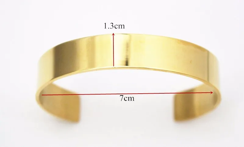 shiny gold color Ювелирные браслеты из нержавеющей стали, индивидуальный логотип, Простой Золотой Браслет-манжета для мужчин и женщин - Окраска металла: shiny gold color