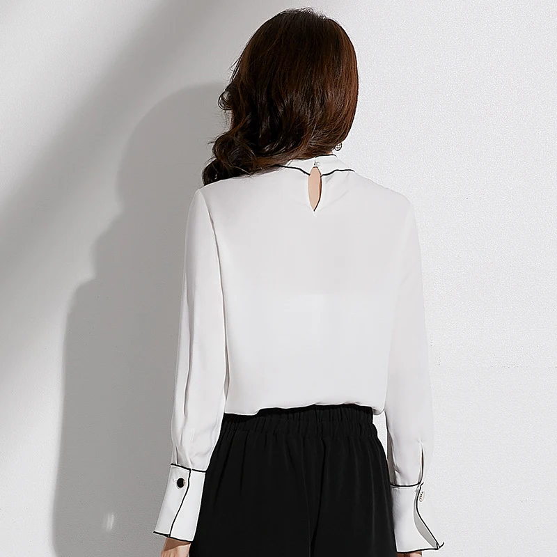 FEMALEE осень мода корейский элегантный блузка v-образным вырезом Рубашки женские