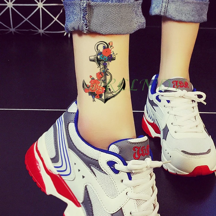 Водостойкая Временная тату-наклейка искусственная татуировка с якорем модный